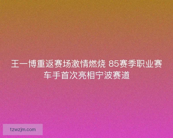 王一博重返赛场激情燃烧 85赛季职业赛车手首次亮相宁波赛道